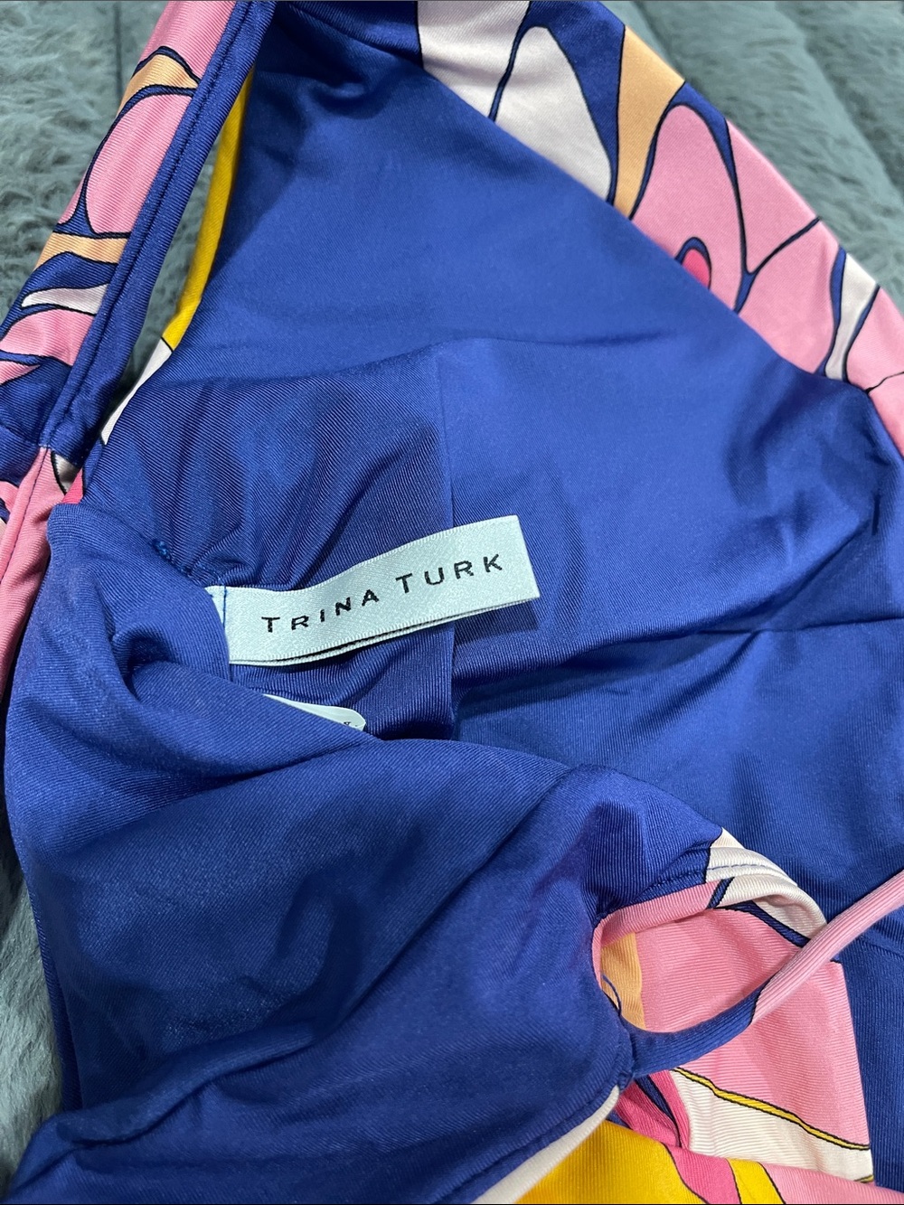 Trina Turk Yellow Navy Pink Floral One-Piece Swimsuit - Picture 3 of 4